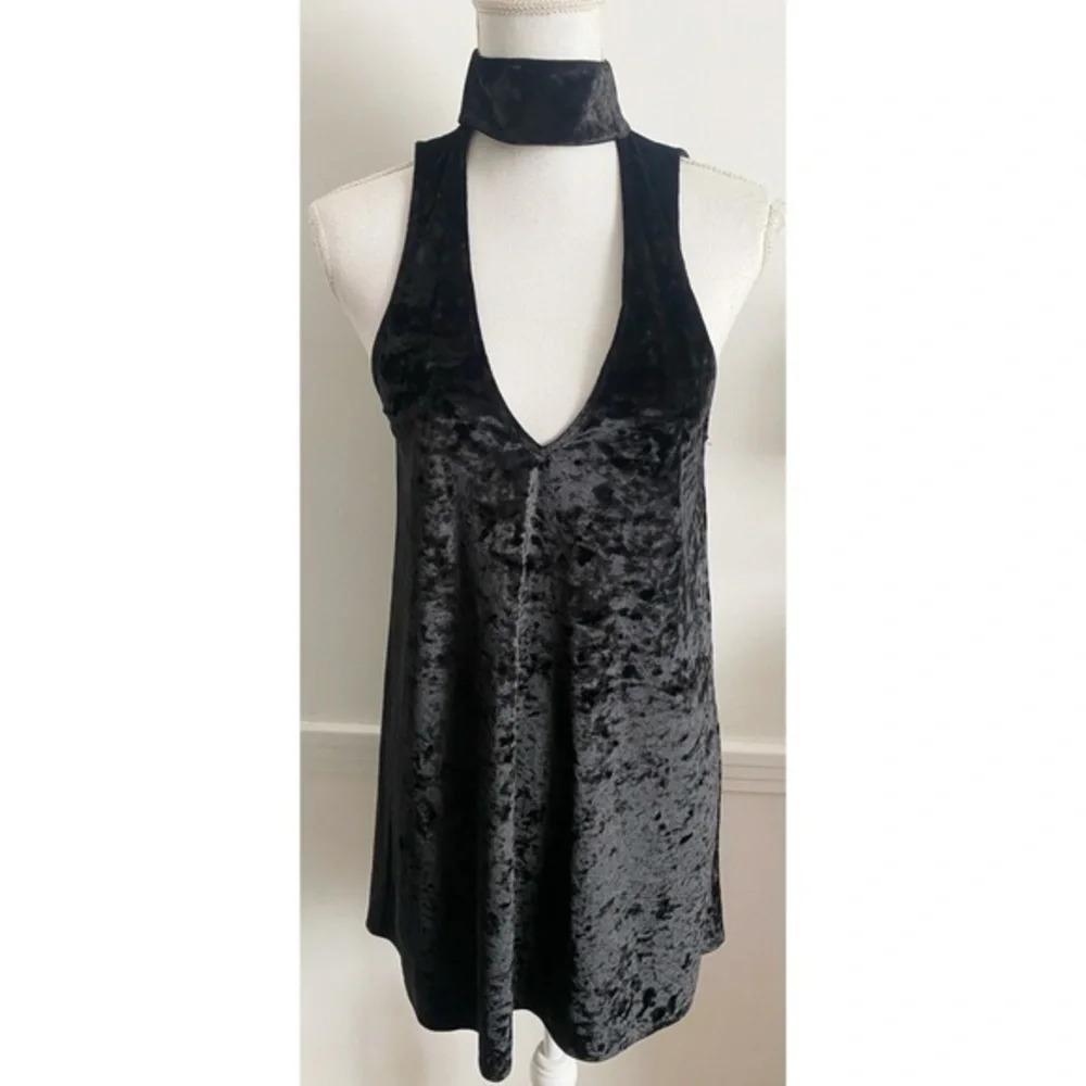 Show Me Your Mumu • Black Velvet Friday Low V Back Mini Dress